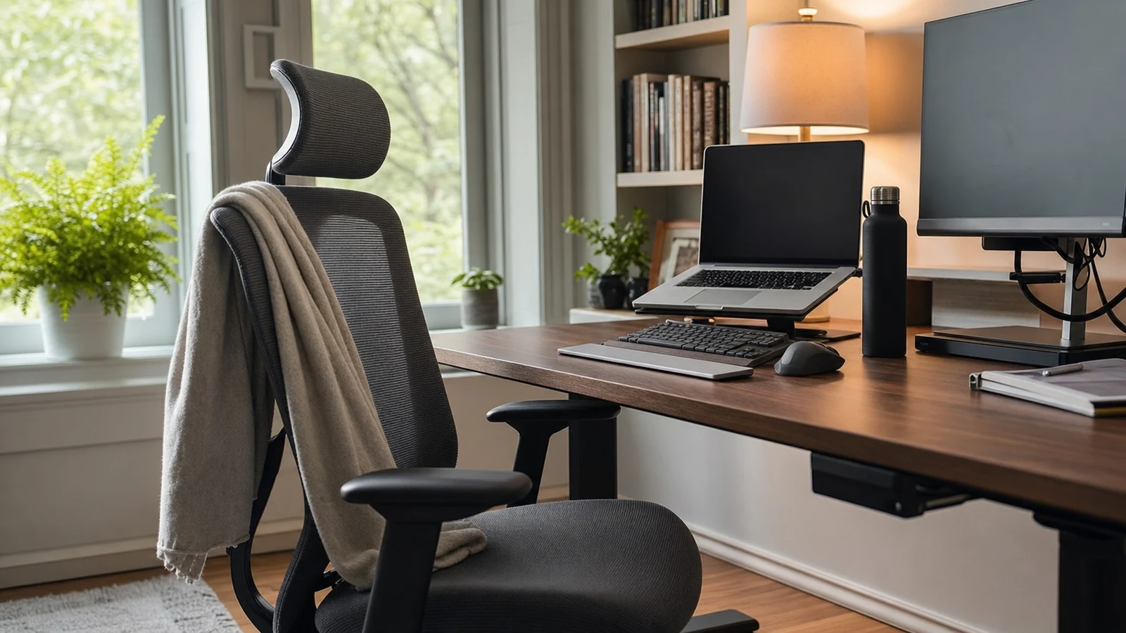 Big and tall ergonomic office chair workstation setup