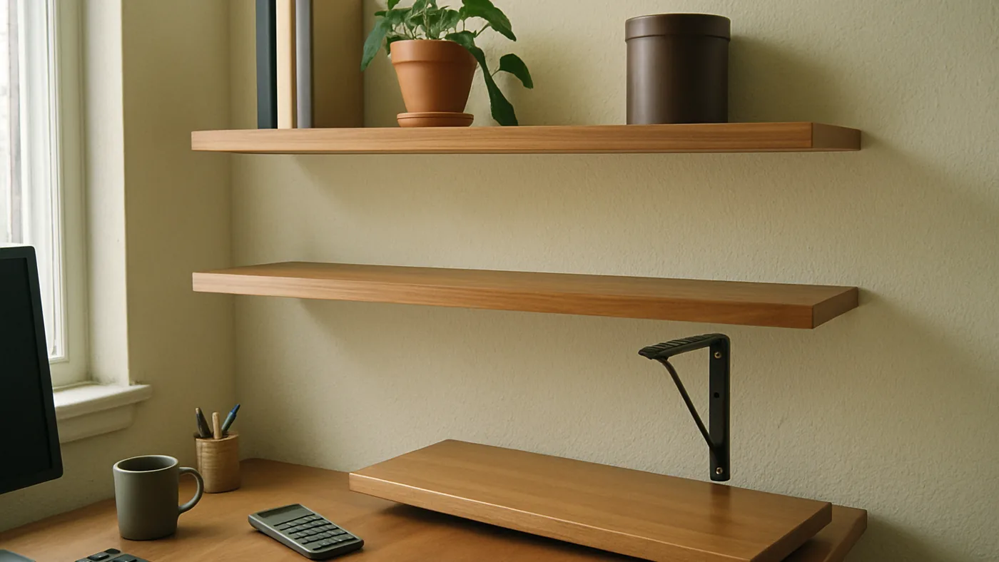 Shelf Depth and Weight Limits office floating shelf scene