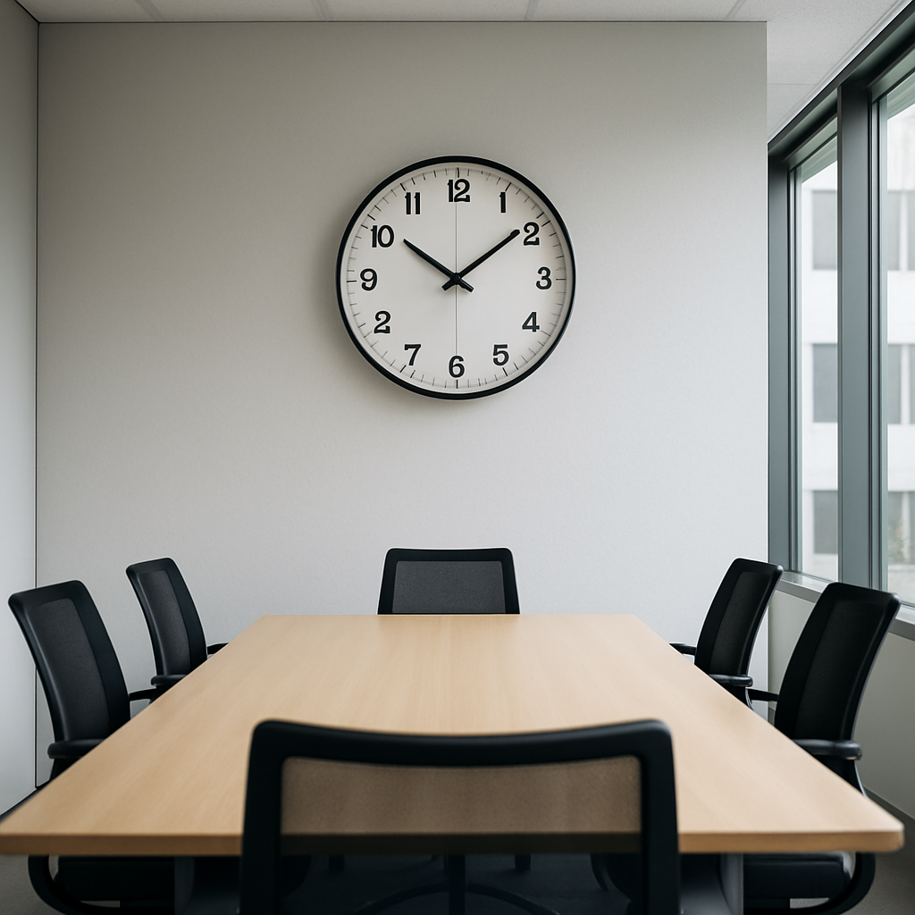 Wall clock in a modern conference room