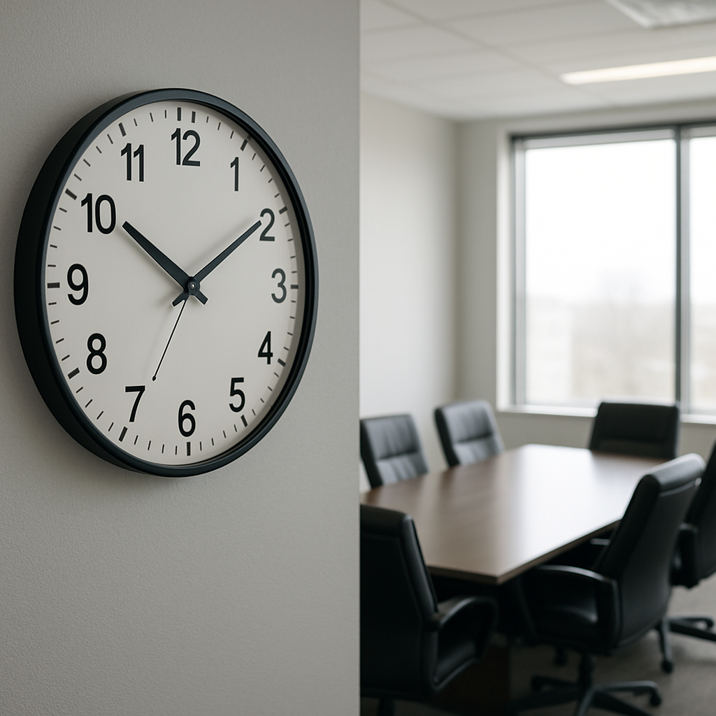 Quiet Movement conference room wall clock scene