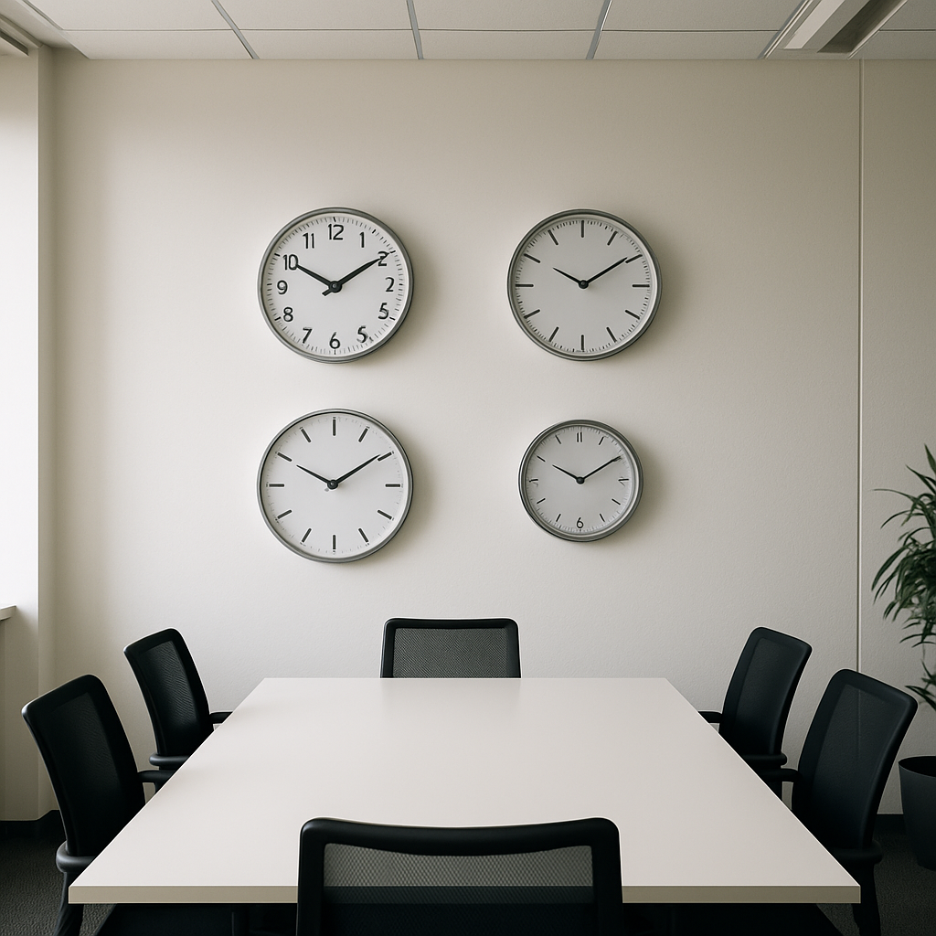 Readability conference room wall clock scene